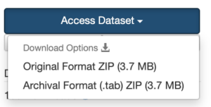 The Access Dataset drop-down menu with viewing and download options.