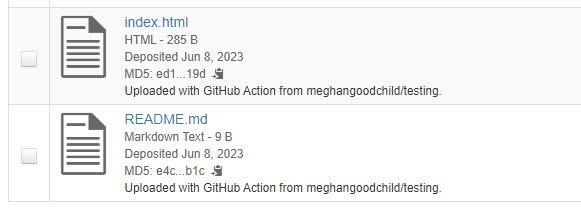Data uploaded to Borealis through GitHub are shown in the file list with the metadata “(Uploaded with GitHub Action from” your repository.