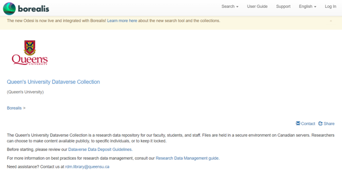 The Queen’s University Collection, with information on research data management.