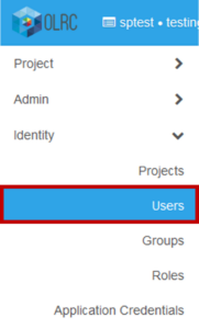 The Users tab in the left sidebar of the Horizon interface.
