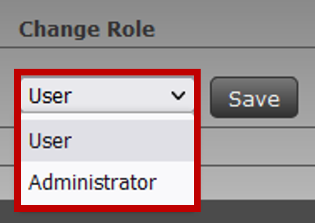The Change Role dropdown menu in the DuraCloud Management Console.