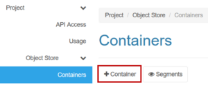 The Add Container button in Horizon.